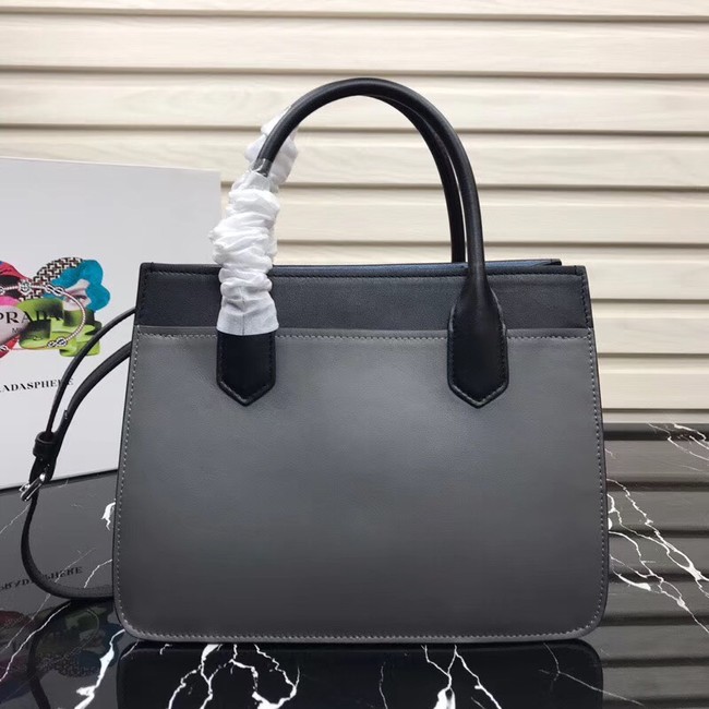 Prada Dual calf leather bag 1BA178 grey&black