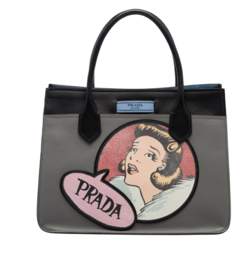 Prada Dual calf leather bag 1BA178 grey&black