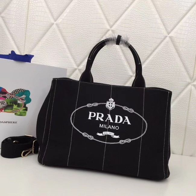 Prada Fabric Printed Tote BN2439 black