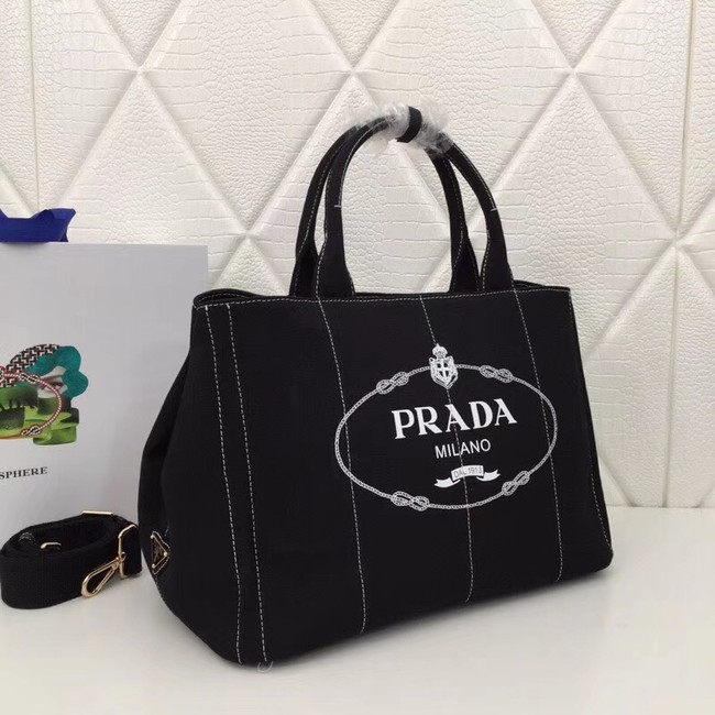 Prada Fabric Printed Tote BN2439 black