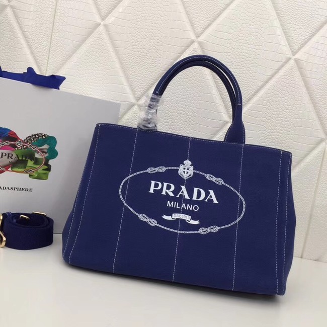 Prada Fabric Printed Tote BN2439 blue