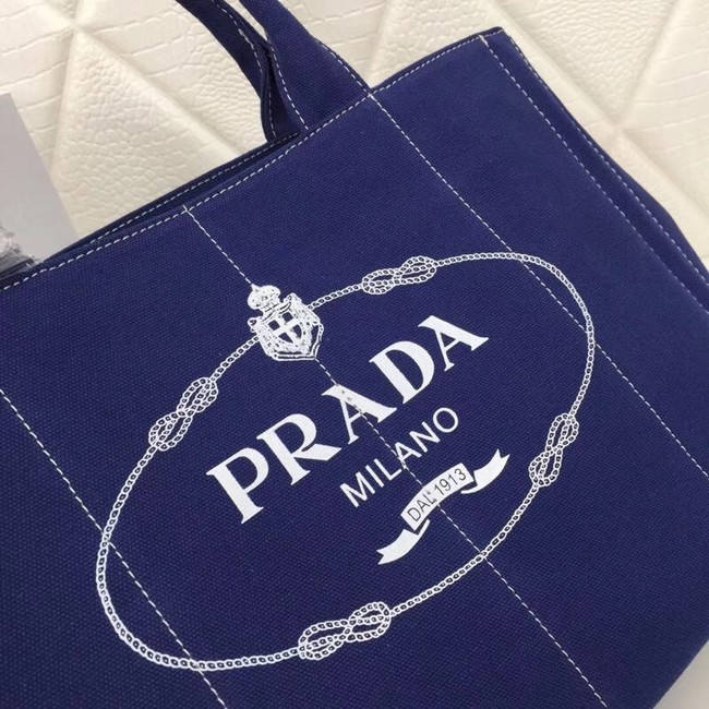 Prada Fabric Printed Tote BN2439 blue