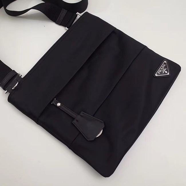 Prada Nylon and leather shoulder bag BT0741 black