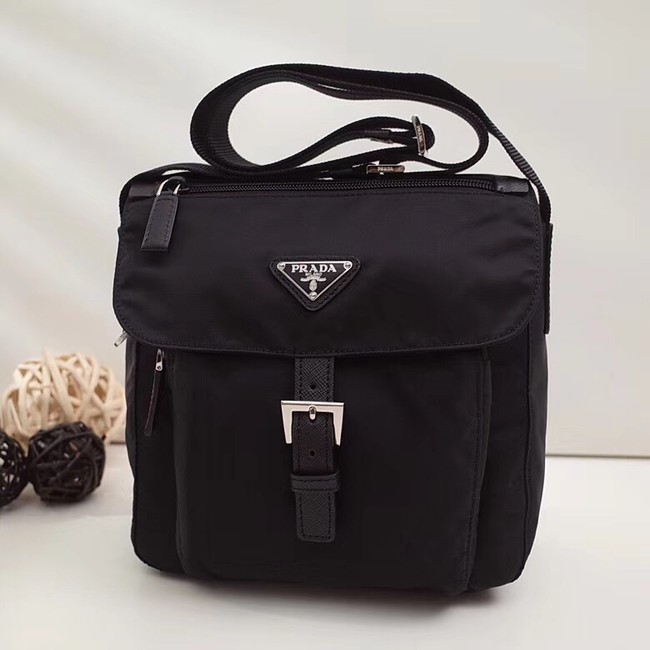 Prada Nylon and leather shoulder bag BT8994 black