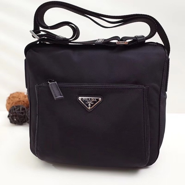 Prada Nylon and leather shoulder bag BT0909 black