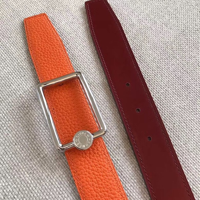 Hermes Quizz belt buckle & Reversible leather strap 32 mm H0739 Orange