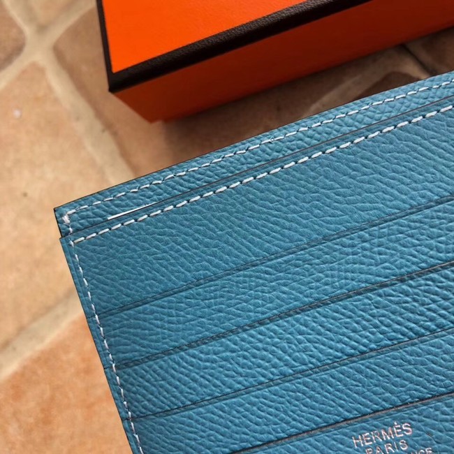 Hermes espom leather Wallet H2296 Light blue