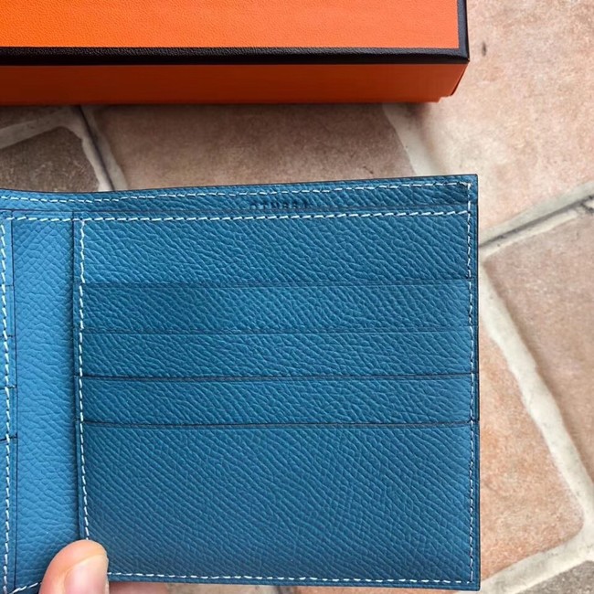 Hermes espom leather Wallet H2296 Light blue