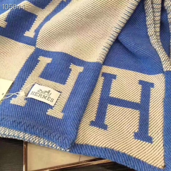 Hermes lambswool & cashmere Shawl 71152 blue