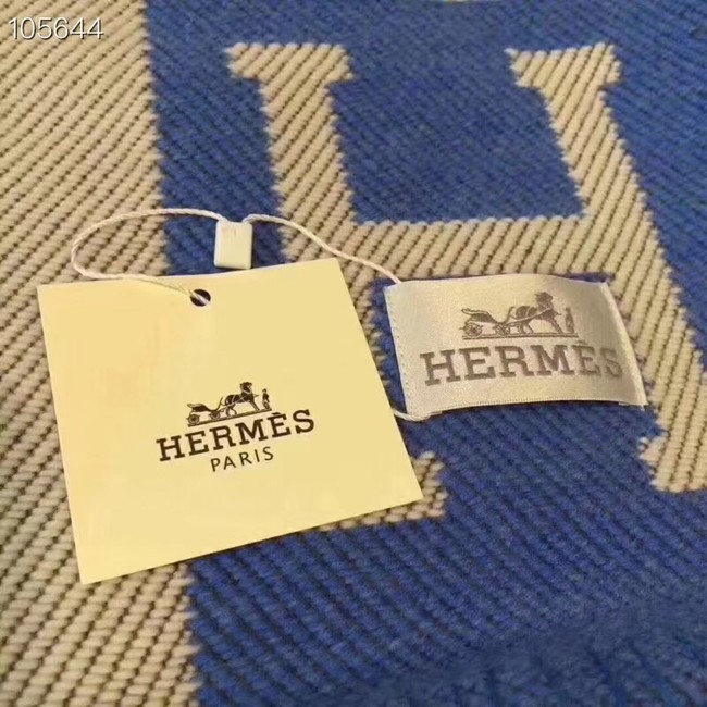 Hermes lambswool & cashmere Shawl 71152 blue