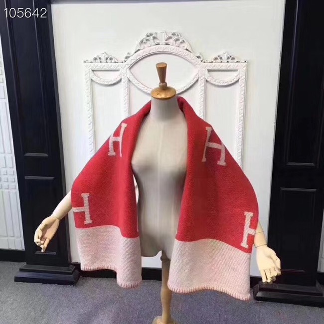 Hermes lambswool & cashmere & Blanket Shawl 71152 red