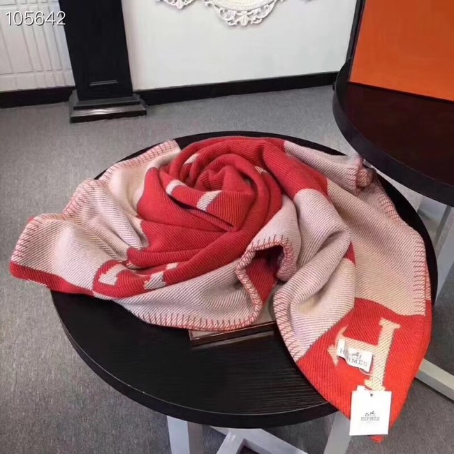Hermes lambswool & cashmere Shawl 71152 red