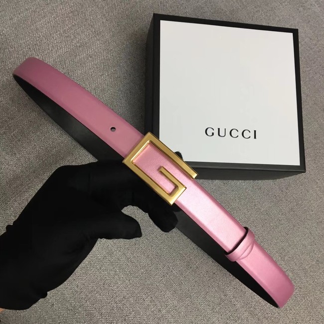 Gucci Leather belt with G buckle 523305 pink