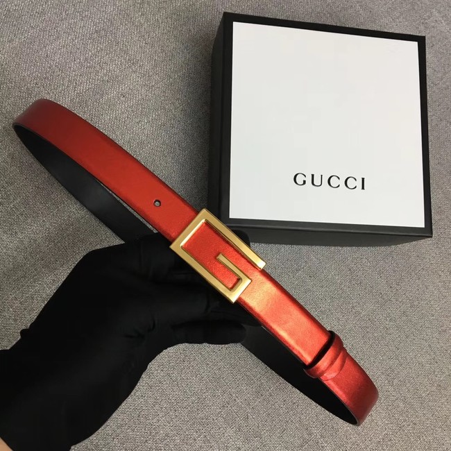 Gucci Leather belt with G buckle 523305 red