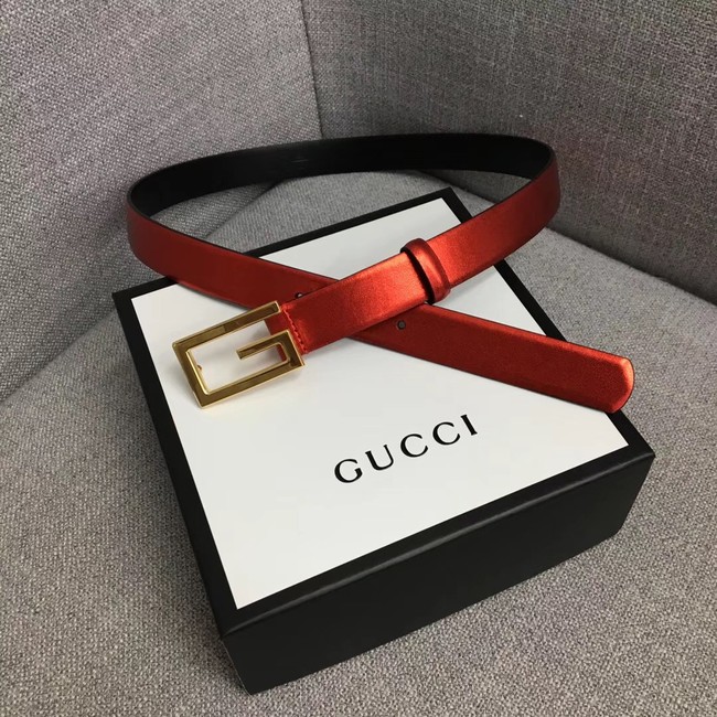 Gucci Leather belt with G buckle 523305 red