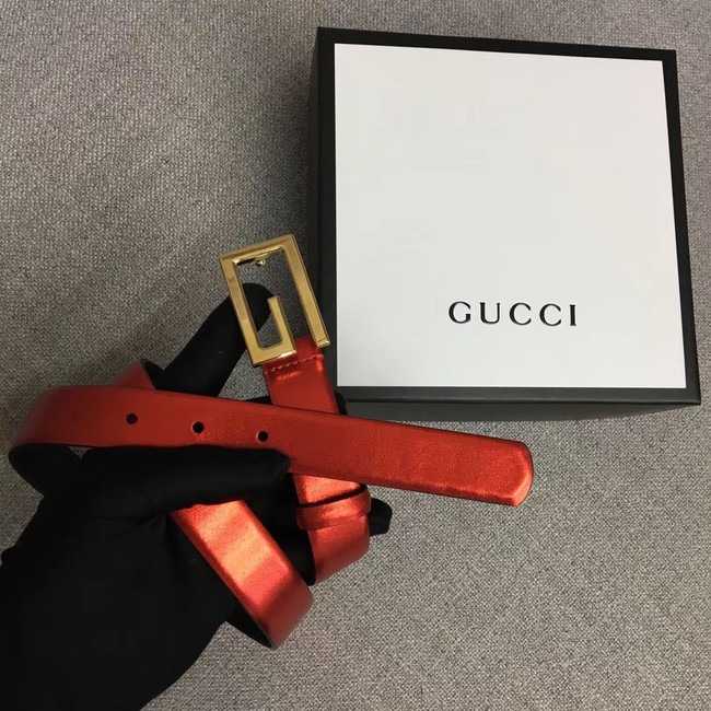 Gucci Leather belt with G buckle 523305 red