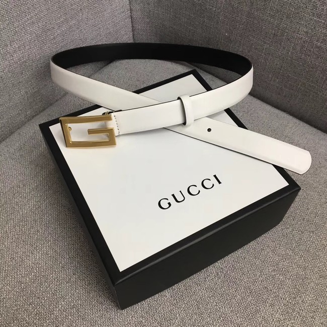 Gucci Leather belt with G buckle 523305 white