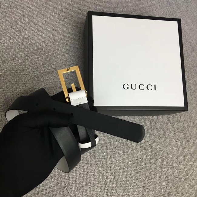 Gucci Leather belt with G buckle 523305 white