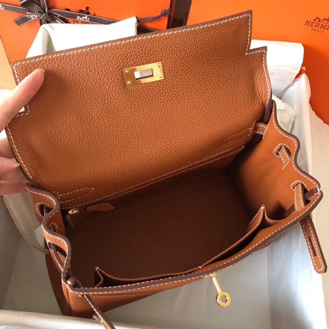 Hermes original Togo leather kelly bag KL320 brown