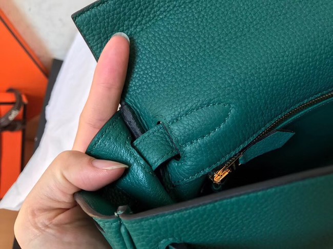 Hermes original Togo leather kelly bag KL320 green