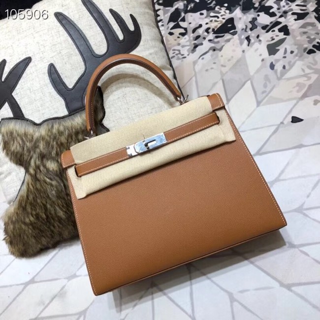 Hermes original Kelly Epsom Leather KL32 brown