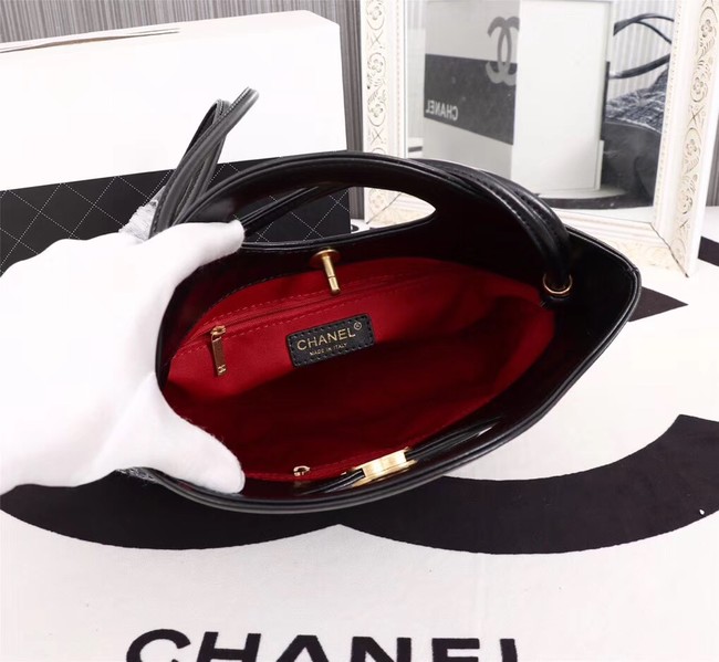 Chanel 31 large shopping bag Calfskin Tweed & Gold-Tone Metal A57977 dark blue&black