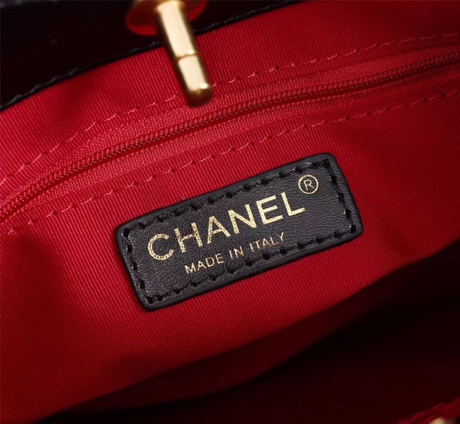 Chanel 31 large shopping bag Calfskin Tweed & Gold-Tone Metal A57977 grey&black