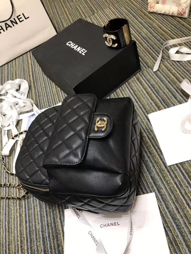 Chanel Grained Calfskin & Gold-Tone Metal backpack AS0004 black