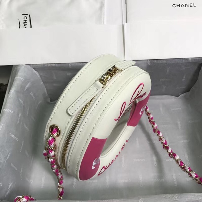 Chanel Lambskin & Gold-Tone Metal small round bag AS0209 pink