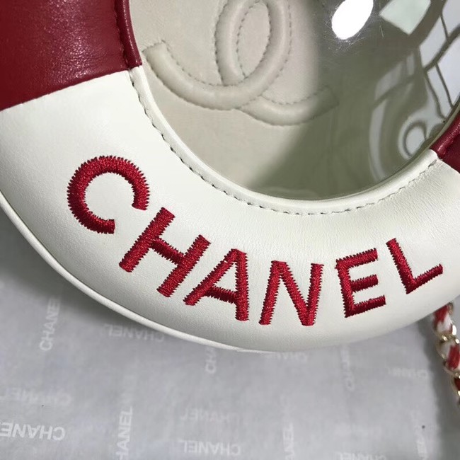 Chanel Lambskin & Gold-Tone Metal small round bag AS0209 red