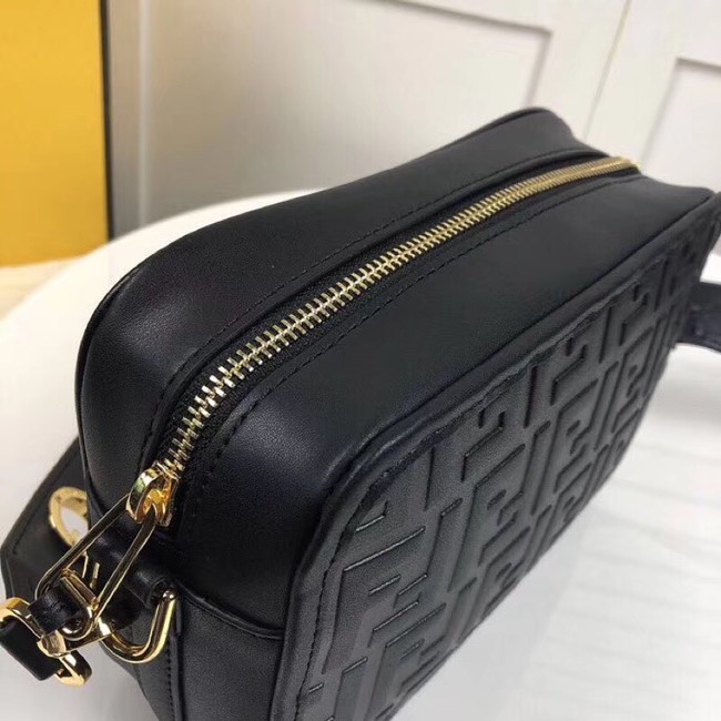 Fendi MINI CAMERA CASE Black leather bag 8BS019A