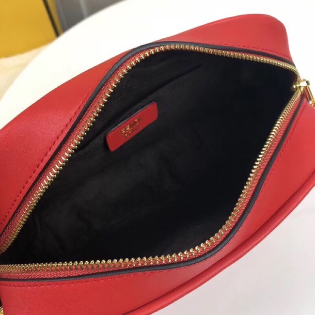 Fendi MINI CAMERA CASE Red leather bag 8BS019A