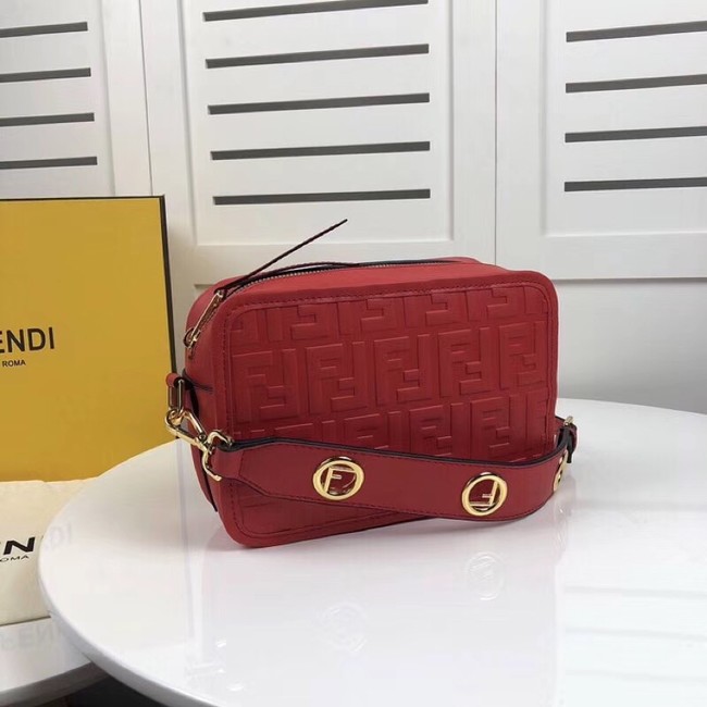 Fendi MINI CAMERA CASE Red leather bag 8BS019A