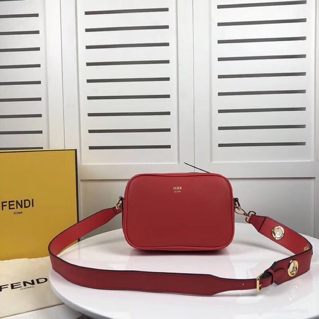 Fendi MINI CAMERA CASE Red leather bag 8BS019A