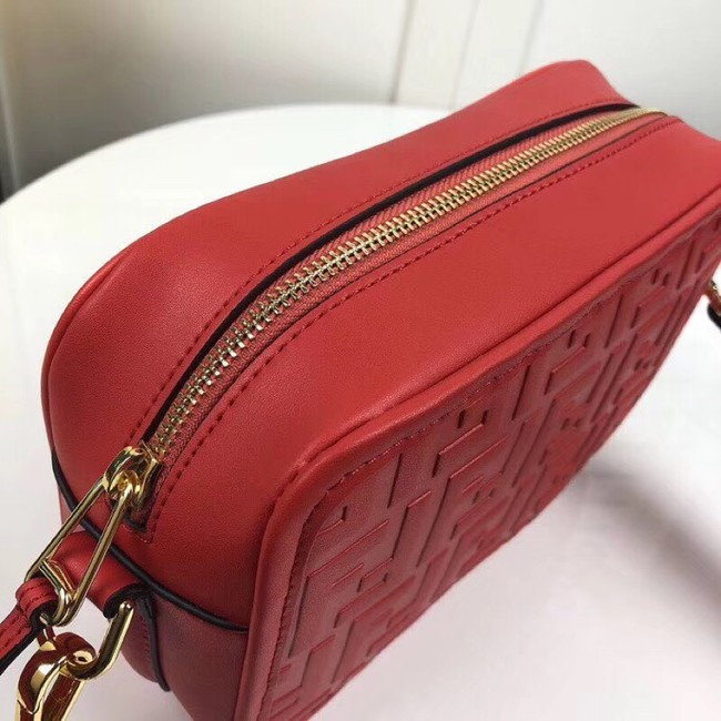 Fendi MINI CAMERA CASE Red leather bag 8BS019A