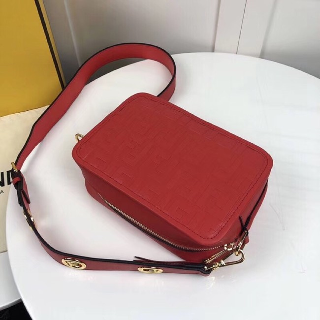 Fendi MINI CAMERA CASE Red leather bag 8BS019A