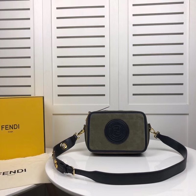 Fendi MINI CAMERA CASE suede bag 8BS019A green