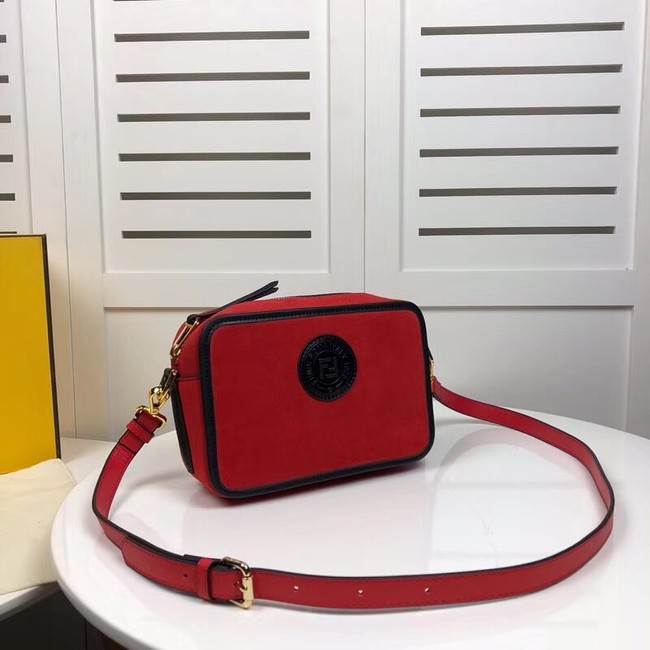 Fendi MINI CAMERA CASE suede bag 8BS019A red