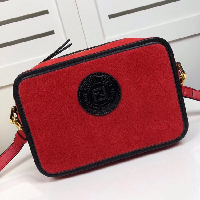 Fendi MINI CAMERA CASE suede bag 8BS019A red