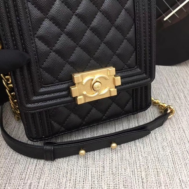 boy chanel handbag Patent Calfskin & Gold-Tone Metal AS0130 black