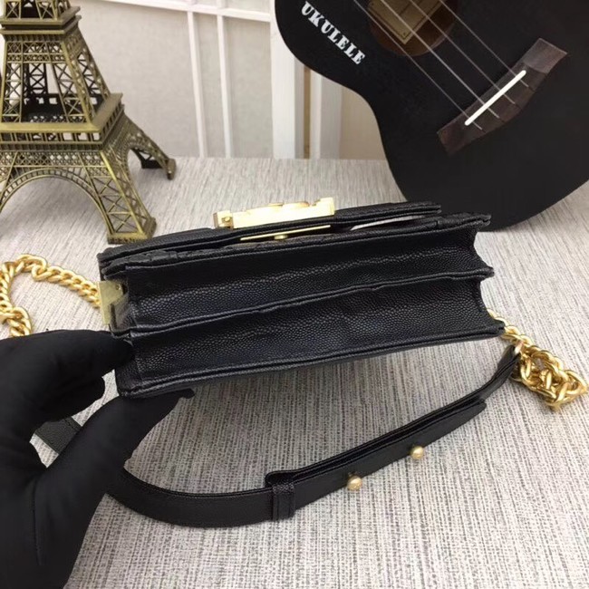 boy chanel handbag Patent Calfskin & Gold-Tone Metal AS0130 black