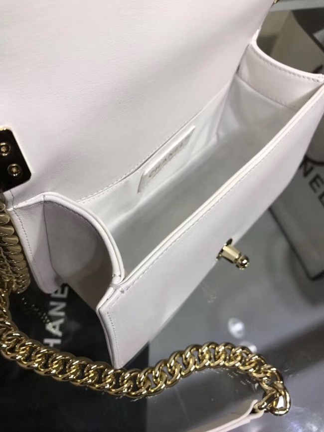 Chanel Leboy Original Calfskin leather Shoulder Bag K67085 white & Gold-Tone Metal