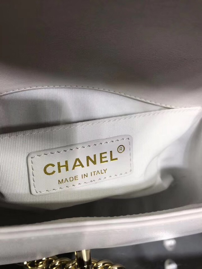 Chanel Leboy Original Calfskin leather Shoulder Bag K67085 white & Gold-Tone Metal