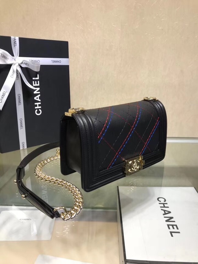 Chanel Leboy Original Calfskin leather Shoulder Bag K67086 black & Gold-Tone Metal