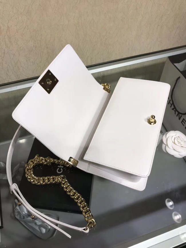 Chanel Leboy Original Calfskin leather Shoulder Bag K67086 white & Gold-Tone Metal