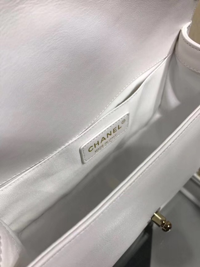 Chanel Leboy Original Calfskin leather Shoulder Bag K67086 white & Gold-Tone Metal