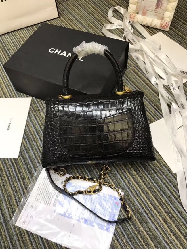 Chanel flap bag with top handle A93737 black