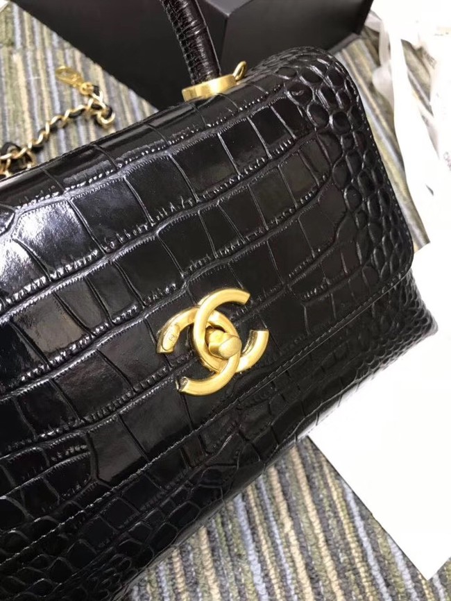 Chanel flap bag with top handle A93737 black