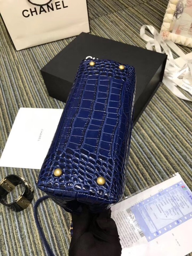 Chanel flap bag with top handle A93737 blue
