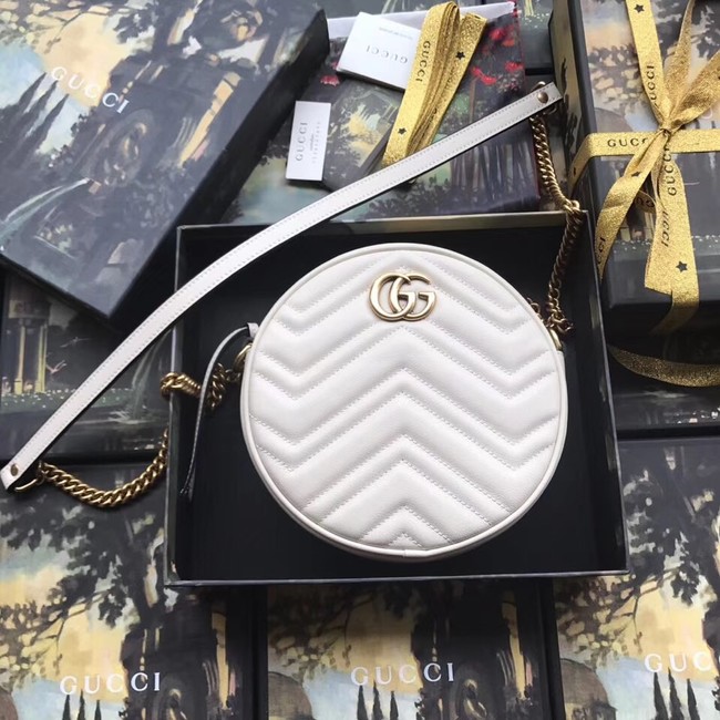 Gucci GG Marmont mini round shoulder bag 550154 white